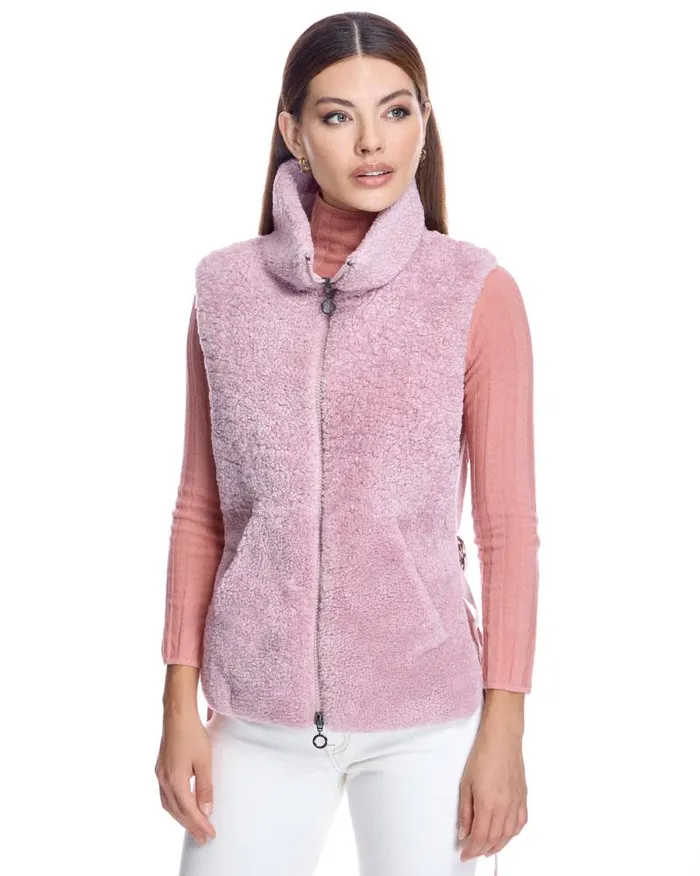 Vests Women039s Maximilian Shearling Lamb Vest With Poly Back