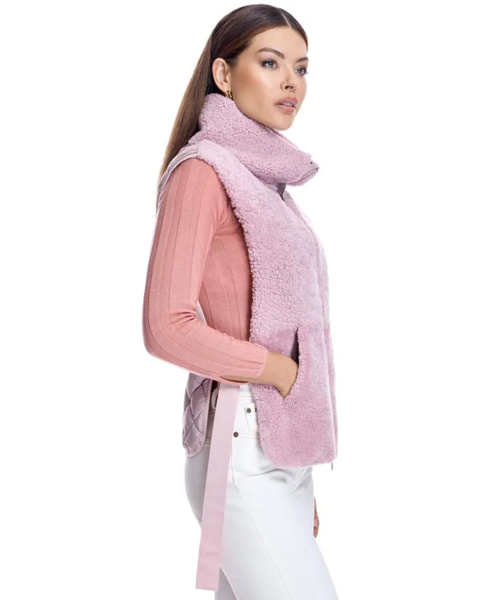 Vests Women039s Maximilian Shearling Lamb Vest With Poly Back