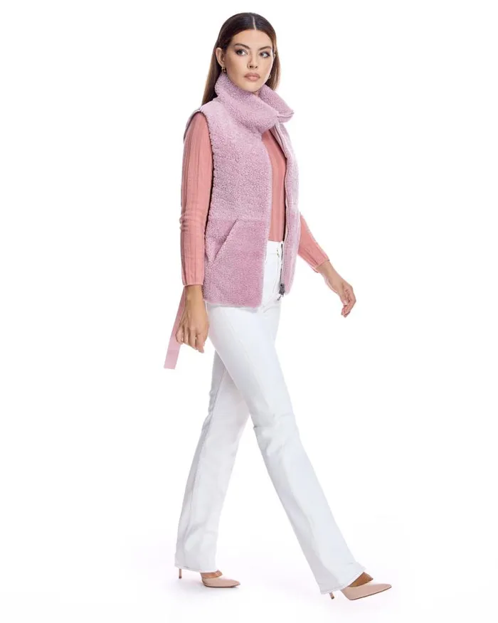 Vests Women039s Maximilian Shearling Lamb Vest With Poly Back