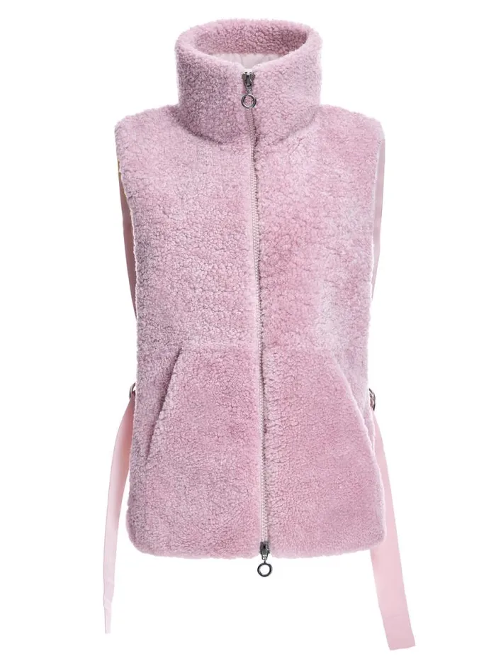 Vests Women039s Maximilian Shearling Lamb Vest With Poly Back