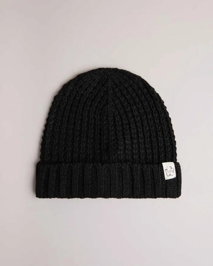 Waffle Texture Beanie Hat Black Women Ted Baker Hats