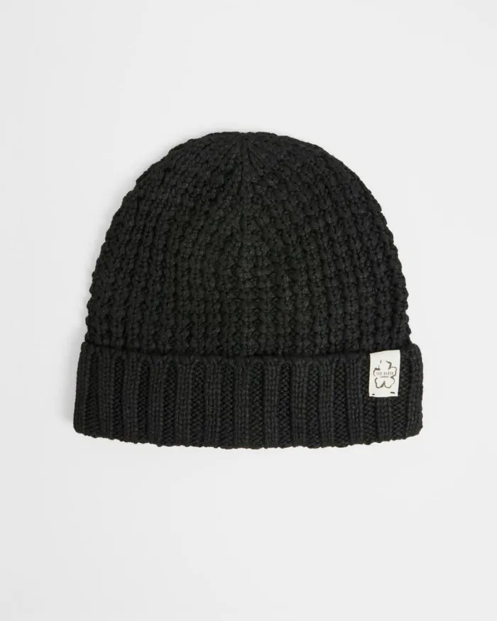 Waffle Texture Beanie Hat Black Women Ted Baker Hats Waffle Texture Beanie Hat Black Women Ted Baker Hats
