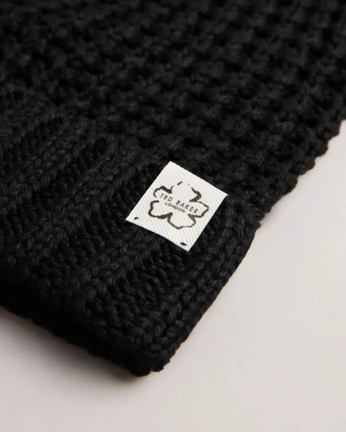 Waffle Texture Beanie Hat Black Women Ted Baker Hats Waffle Texture Beanie Hat Black Women Ted Baker Hats
