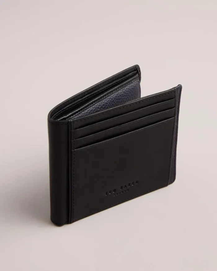 Waxy Leather Bifold Wallet Black Men Ted Baker Wallets and Card Holders