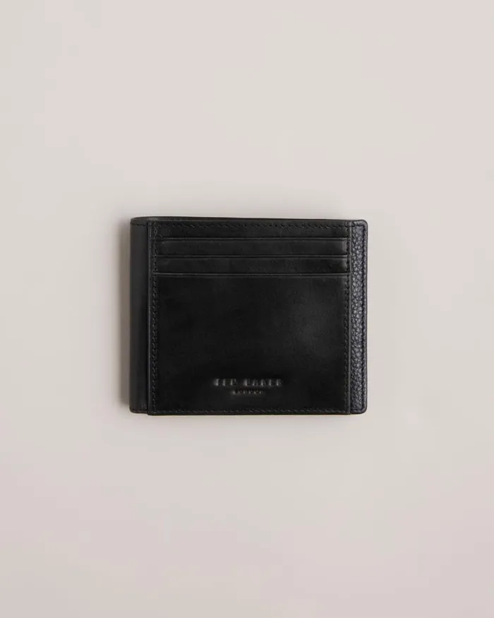 Waxy Leather Bifold Wallet Black Men Ted Baker Wallets and Card Holders