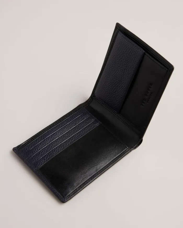 Waxy Leather Bifold Wallet Black Men Ted Baker Wallets and Card Holders