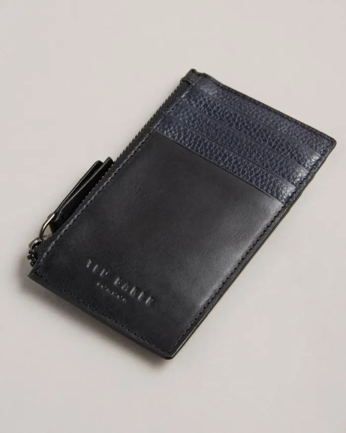 Waxy Leather Card Holder Black Men Ted Baker Wallets and Card Holders