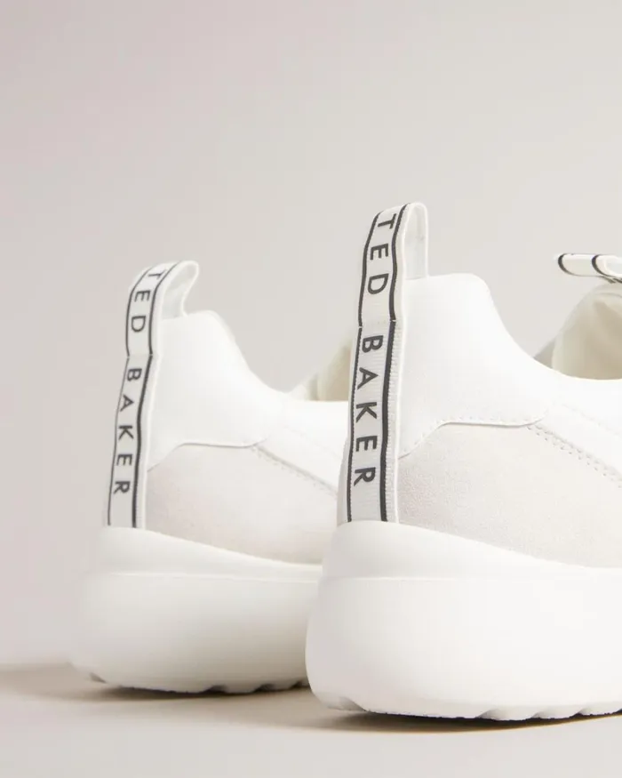 Webbing Smooth Leather And Suede Trainers White Men Ted Baker Sneakers