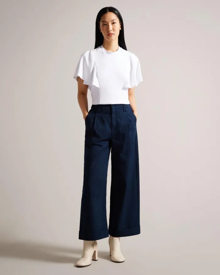 Wide Leg Tailored Trousers Dark Navy Women Ted Baker Clothing Wide Leg Tailored Trousers Dark Navy Women Ted Baker Clothing