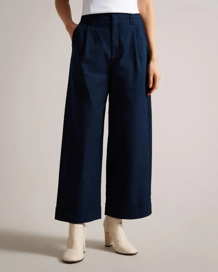 Wide Leg Tailored Trousers Dark Navy Women Ted Baker Clothing Wide Leg Tailored Trousers Dark Navy Women Ted Baker Clothing