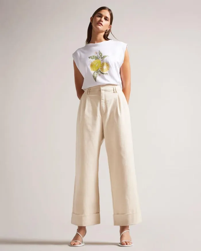 Wide Leg Tailored Trousers Light Nude Women Ted Baker Clothing Wide Leg Tailored Trousers Light Nude Women Ted Baker Clothing