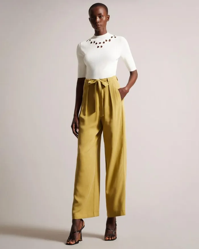 Wide Leg Trousers Khaki Women Ted Baker Clothing