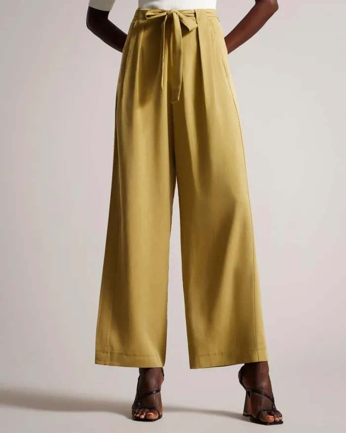 Wide Leg Trousers Khaki Women Ted Baker Clothing