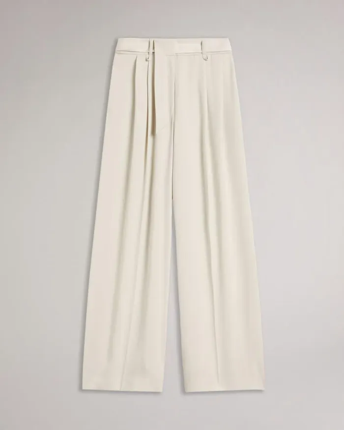 Wide Leg Trousers With Pleat Detail Natural Women Ted Baker Clothing