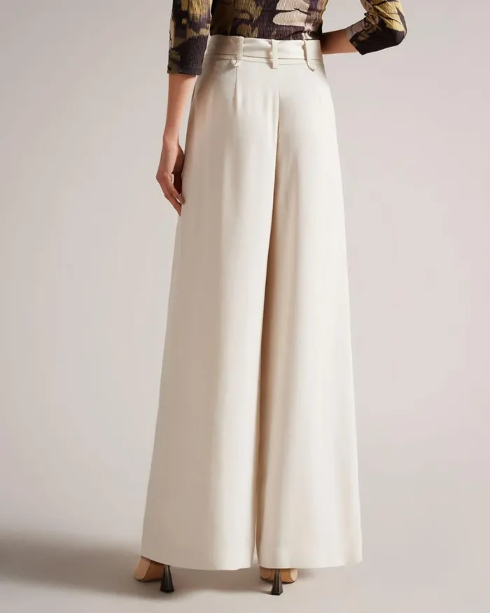 Wide Leg Trousers With Pleat Detail Natural Women Ted Baker Clothing Wide Leg Trousers With Pleat Detail Natural Women Ted Baker Clothing