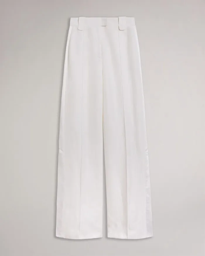 Wide Leg Tuxedo Trousers With Side Split Cream Women Ted Baker Clothing