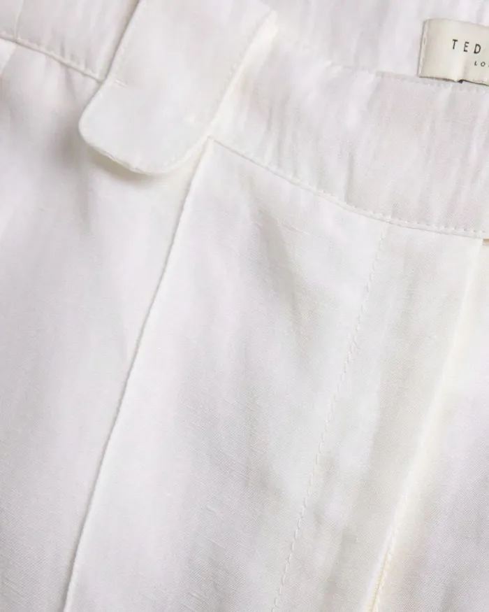 Wide Leg Tuxedo Trousers With Side Split Cream Women Ted Baker Clothing