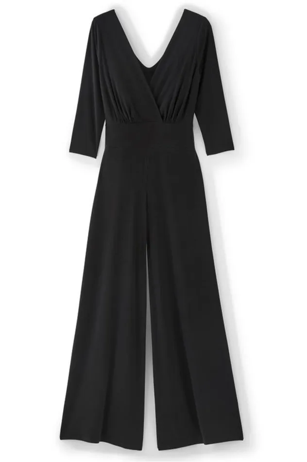 Women 34 Sleeve Penelope Jumpsuit Black Soft Surroundings Dresses Women 34 Sleeve Penelope Jumpsuit Black Soft Surroundings Dresses