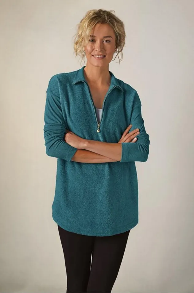 Women Adalyn Pullover Tunic Grey Blue Heather Soft Surroundings Tops Women Adalyn Pullover Tunic Grey Blue Heather Soft Surroundings Tops