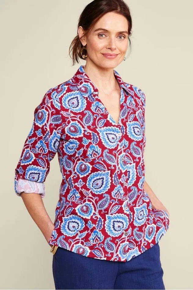 Women Addison Gauze Big Shirt Cynthera Floral Soft Surroundings Tops