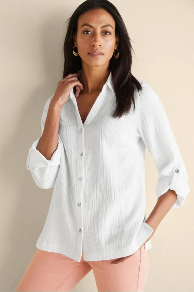 Women Addison Gauze Big Shirt Cynthera Floral Soft Surroundings Tops Women Addison Gauze Big Shirt Cynthera Floral Soft Surroundings Tops