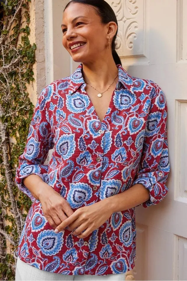 Women Addison Gauze Big Shirt Cynthera Floral Soft Surroundings Tops Women Addison Gauze Big Shirt Cynthera Floral Soft Surroundings Tops
