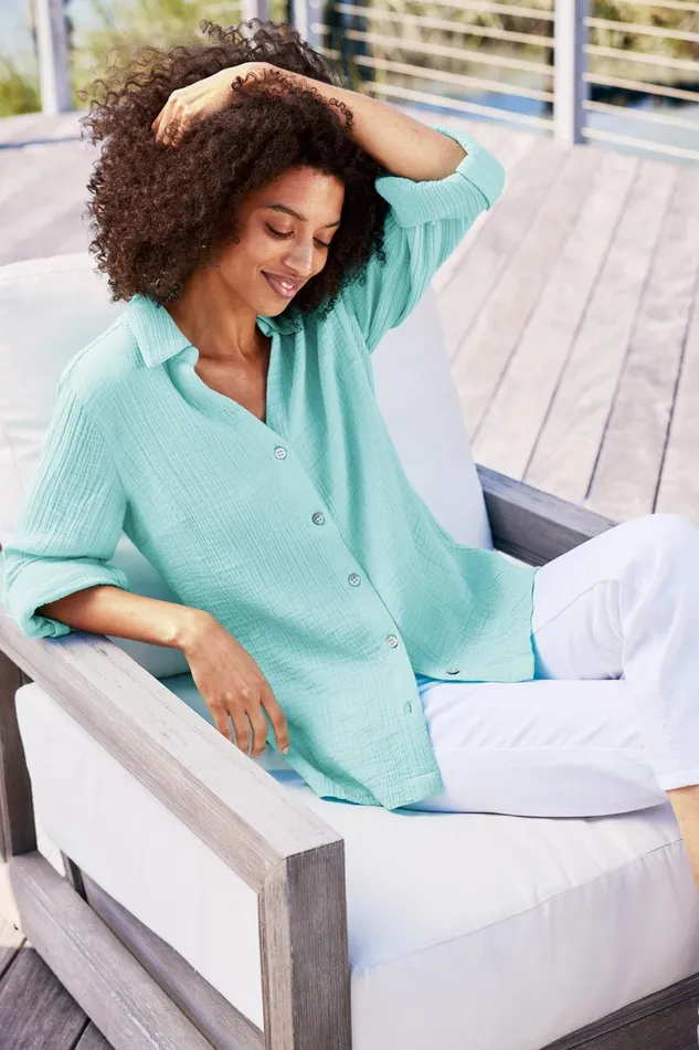 Women Addison Gauze Big Shirt Cynthera Floral Soft Surroundings Tops Women Addison Gauze Big Shirt Cynthera Floral Soft Surroundings Tops