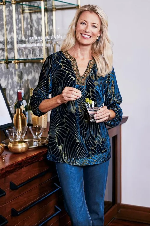 Women Adrienne Embroidered Velvet Tunic Blue Swirl Velvet Burnout Soft Surroundings Tops Women Adrienne Embroidered Velvet Tunic Blue Swirl Velvet Burnout Soft Surroundings Tops