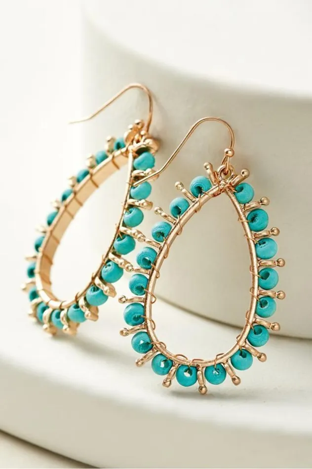 Women Alea Beaded Hoop Earrings Turquoise Soft Surroundings Jewelry