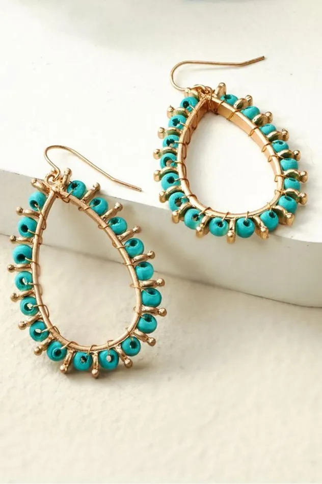 Women Alea Beaded Hoop Earrings Turquoise Soft Surroundings Jewelry Women Alea Beaded Hoop Earrings Turquoise Soft Surroundings Jewelry
