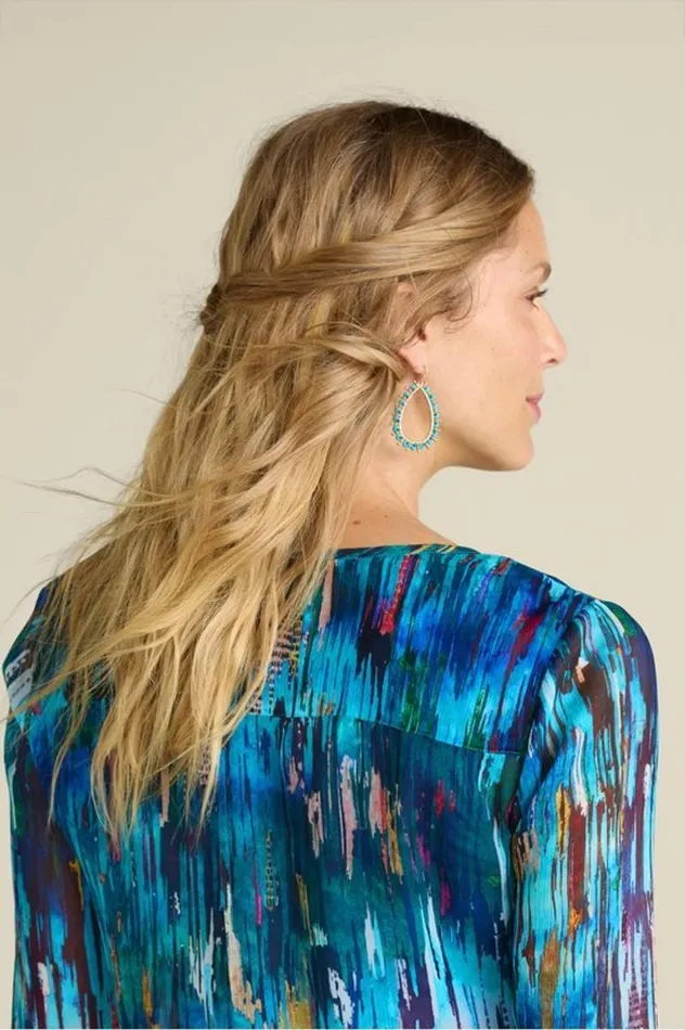 Women Alea Beaded Hoop Earrings Turquoise Soft Surroundings Jewelry Women Alea Beaded Hoop Earrings Turquoise Soft Surroundings Jewelry