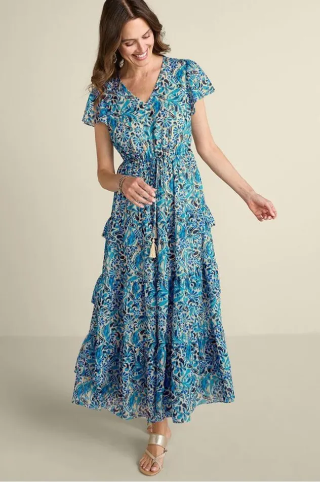 Women Aleyah Maxi Dress Paisley Ikat Overcast Soft Surroundings Dresses