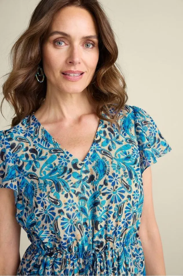 Women Aleyah Maxi Dress Paisley Ikat Overcast Soft Surroundings Dresses