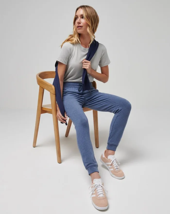 Women All Bottoms TravisMathew CLOUD FLEECE JOGGER Heather Navy