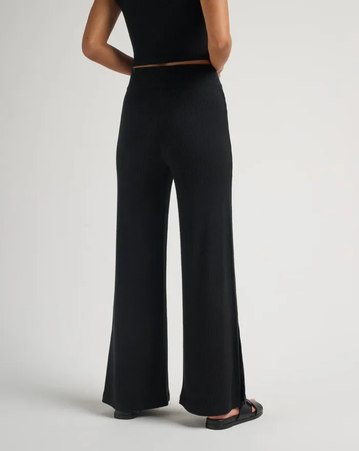Women All Bottoms TravisMathew EVENING RETREAT WIDE RIB PANT Black