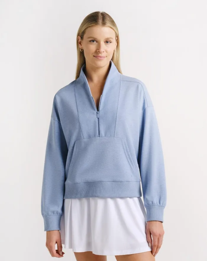Women All Tops TravisMathew BRISTOL HALF ZIP Heather Tempest