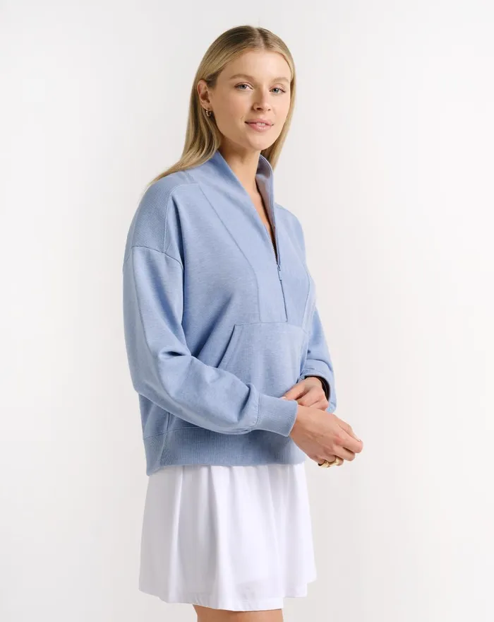 Women All Tops TravisMathew BRISTOL HALF ZIP Heather Tempest