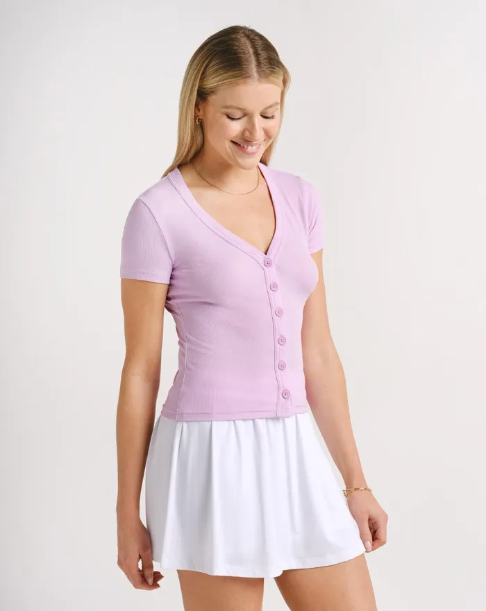 Women All Tops TravisMathew BUTTERFLY BEACH RIBBED TOP Orchid Bouquet