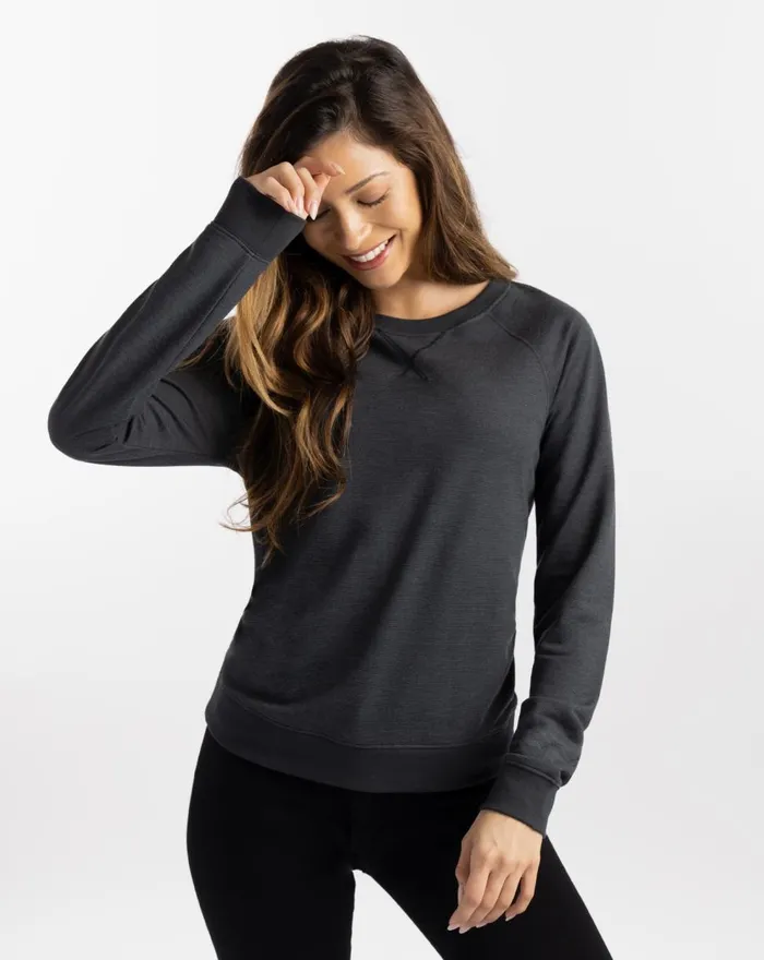 Women All Tops TravisMathew CLINK N DRINK PULLOVER CREW Blackgrey Pinstripe