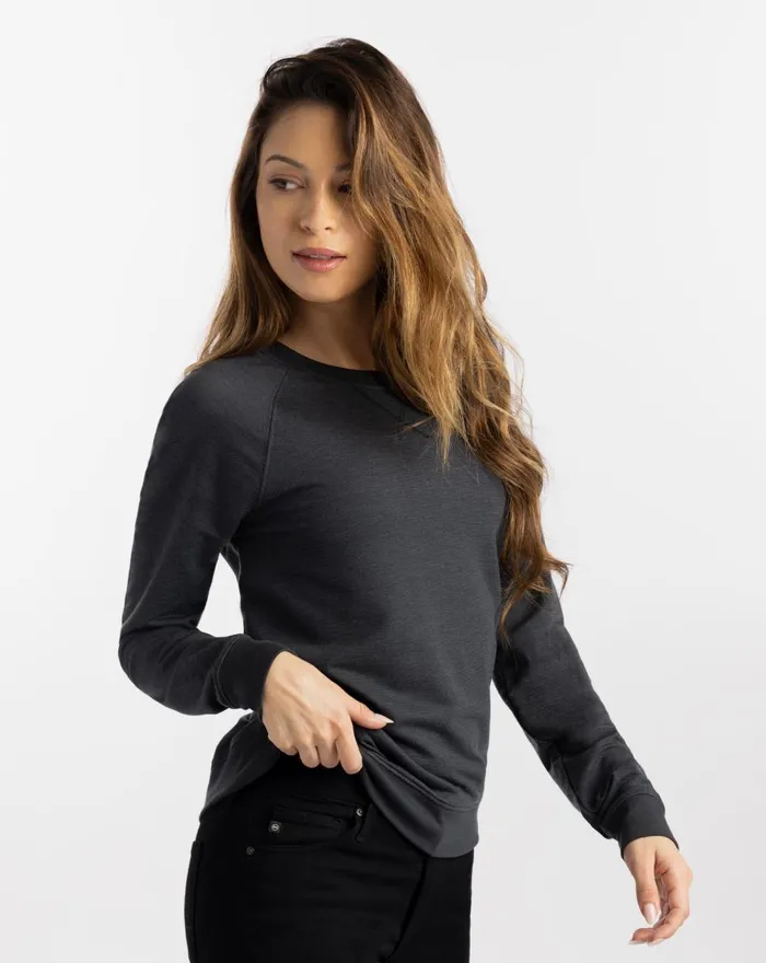 Women All Tops TravisMathew CLINK N DRINK PULLOVER CREW Blackgrey Pinstripe