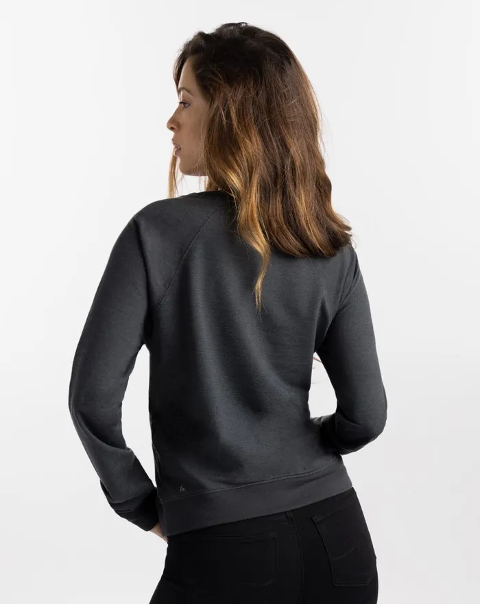 Women All Tops TravisMathew CLINK N DRINK PULLOVER CREW Blackgrey Pinstripe