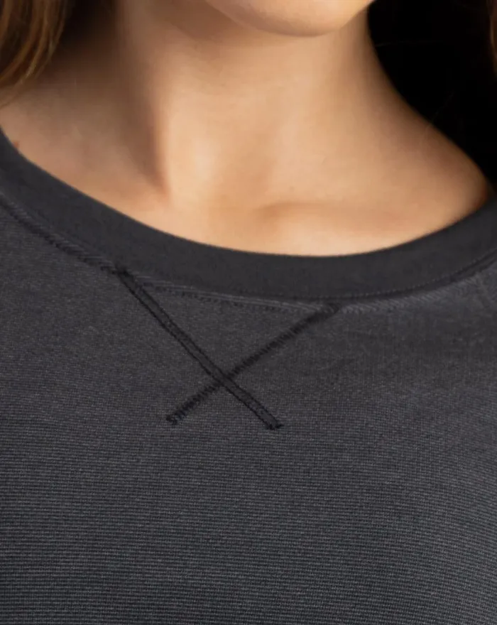 Women All Tops TravisMathew CLINK N DRINK PULLOVER CREW Blackgrey Pinstripe
