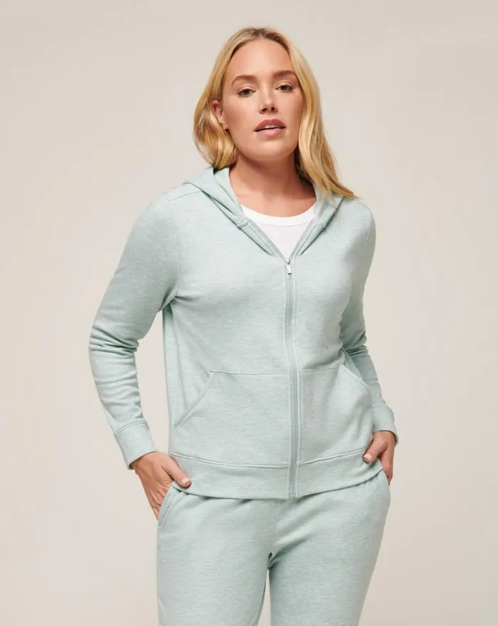 Women All Tops TravisMathew CLOUD FLEECE FULL ZIP HOODIE Heather Ether