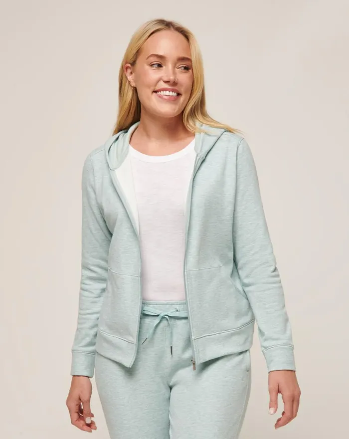 Women All Tops TravisMathew CLOUD FLEECE FULL ZIP HOODIE Heather Ether