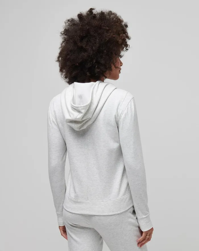 Women All Tops TravisMathew CLOUD FLEECE FULL ZIP HOODIE Heather Light Grey