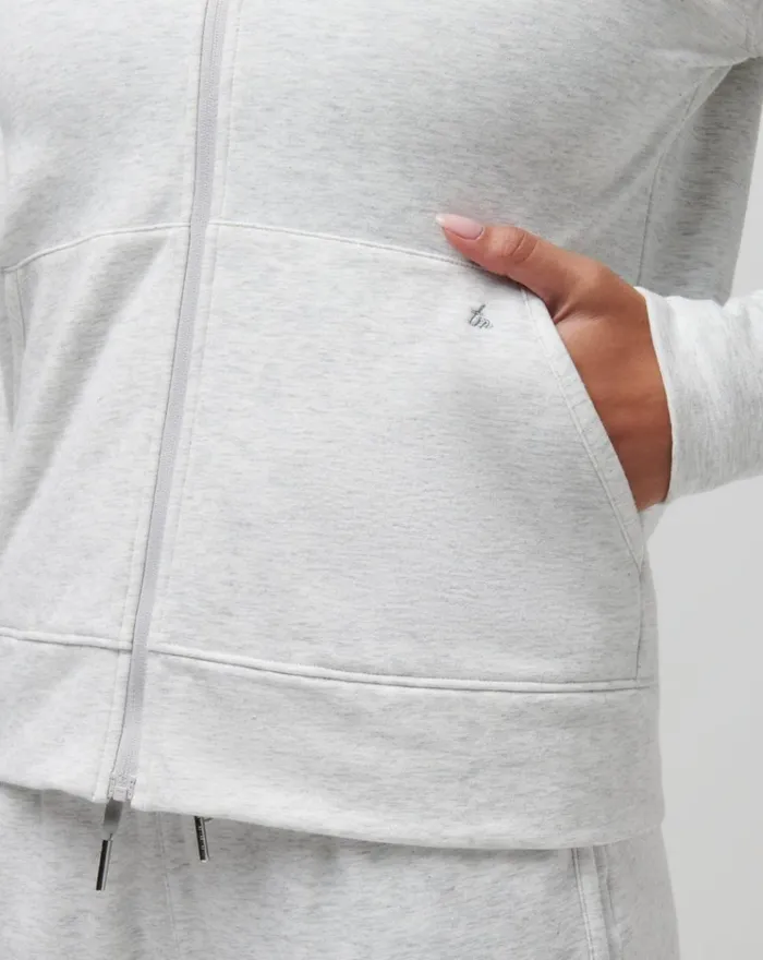 Women All Tops TravisMathew CLOUD FLEECE FULL ZIP HOODIE Heather Light Grey