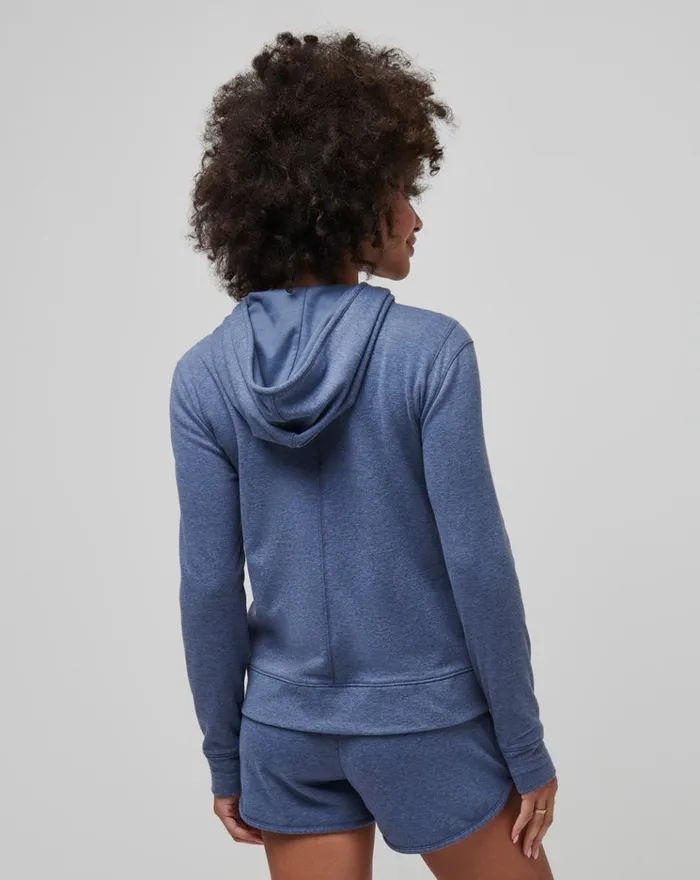 Women All Tops TravisMathew CLOUD FLEECE FULL ZIP HOODIE Heather Navy