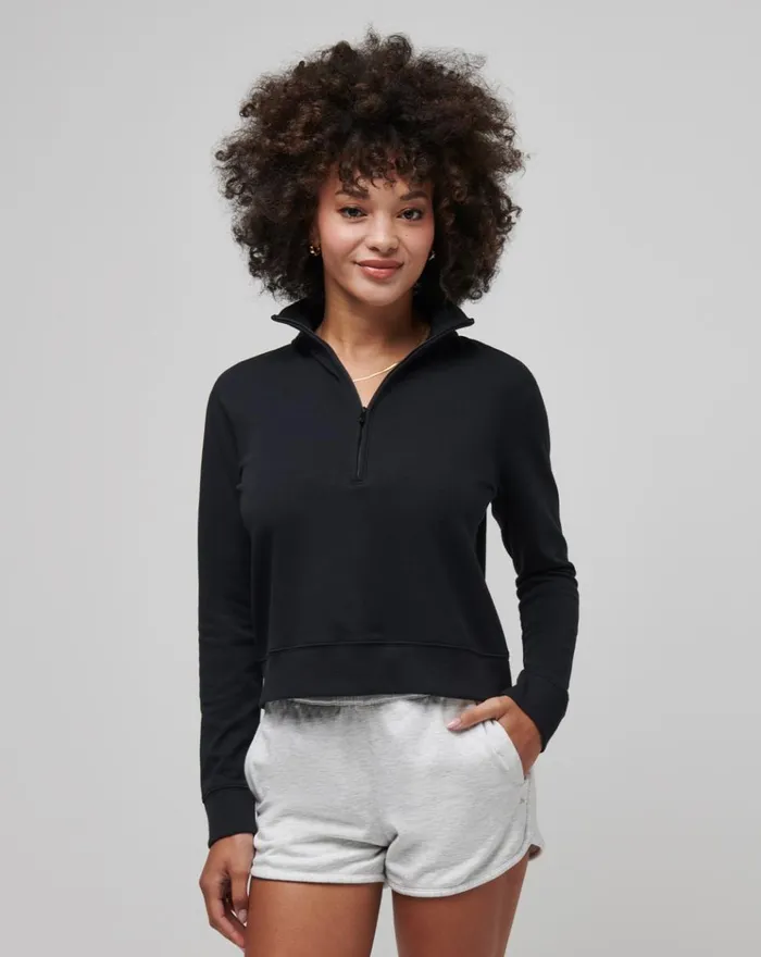 Women All Tops TravisMathew CLOUD FLEECE HALF ZIP Black
