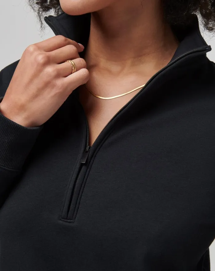Women All Tops TravisMathew CLOUD FLEECE HALF ZIP Black