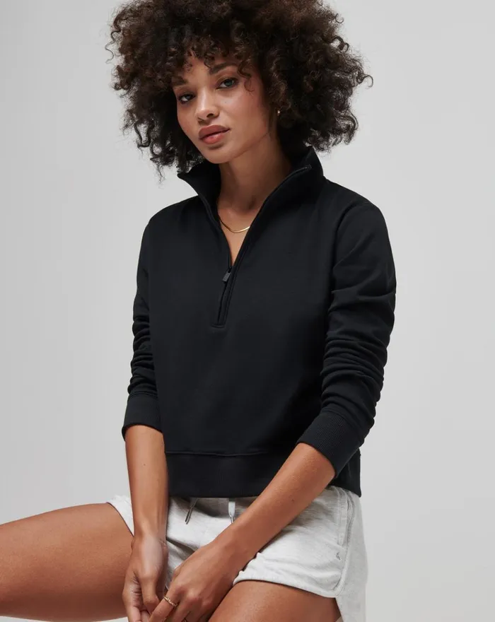 Women All Tops TravisMathew CLOUD FLEECE HALF ZIP Black